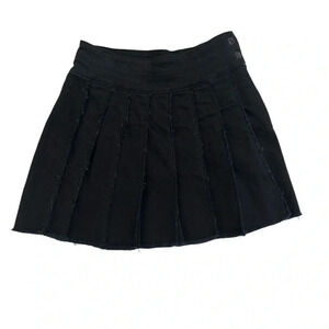Tractr Girls Black Denim Pleated Tennis Skirt Size 8 Button & Zipper Side